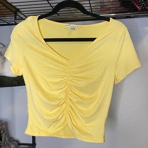Ruched Yellow Crop Top